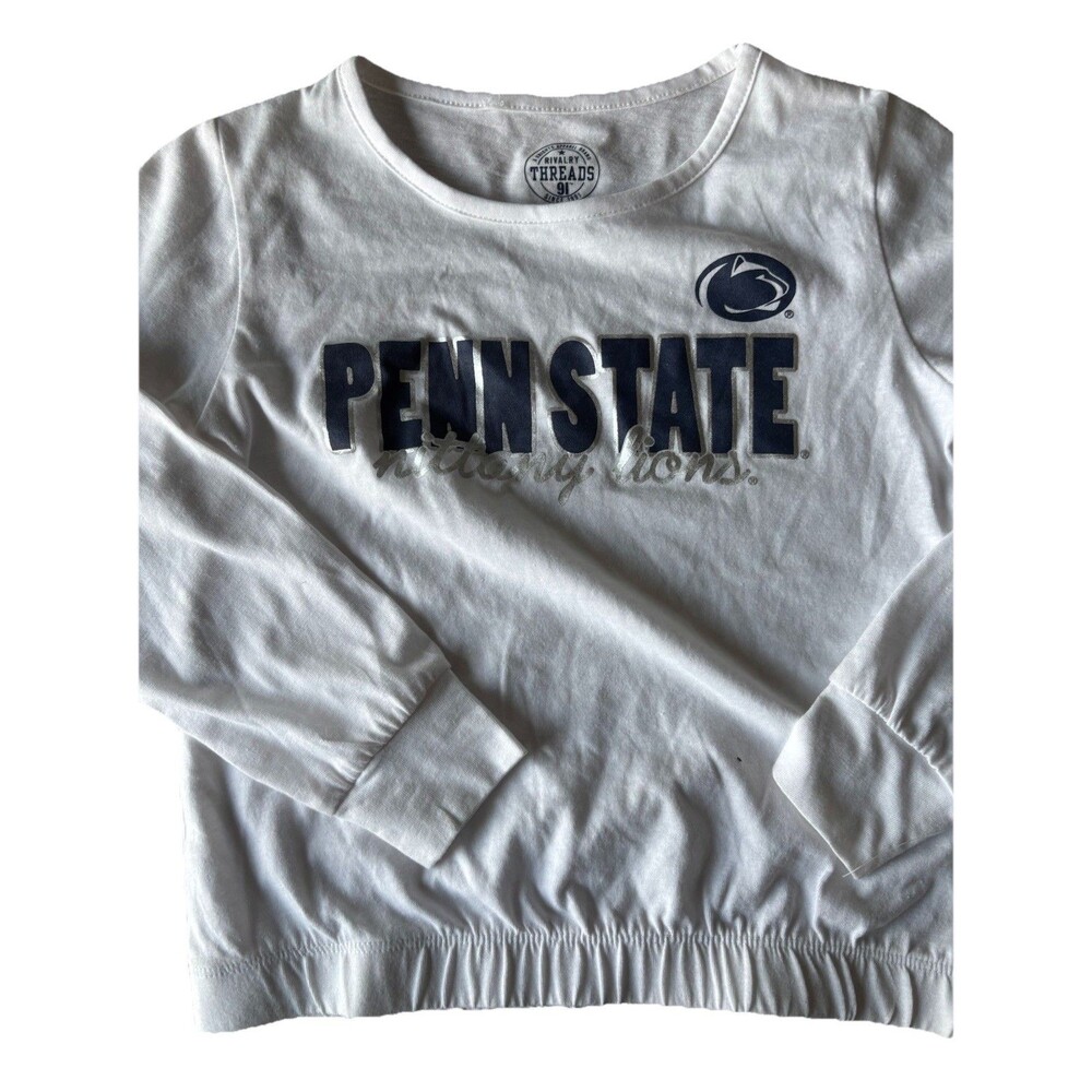 Penn State Nitty Lions girls XS 4/5 rivals threads Shirt White Long Sleeve New